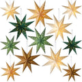 12 Pcs Sage Green 3D Star Lantern with String Light E2954