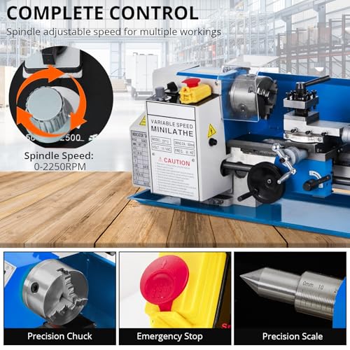 550W Mini Metal Lathe 7" x 12" Benchtop with 3-Jaw Chuck X342864