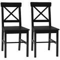 Black Wooden Cross Back Dining Chairs Set of 2 G2192
