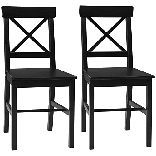 Black Wooden Cross Back Dining Chairs Set of 2 G2192