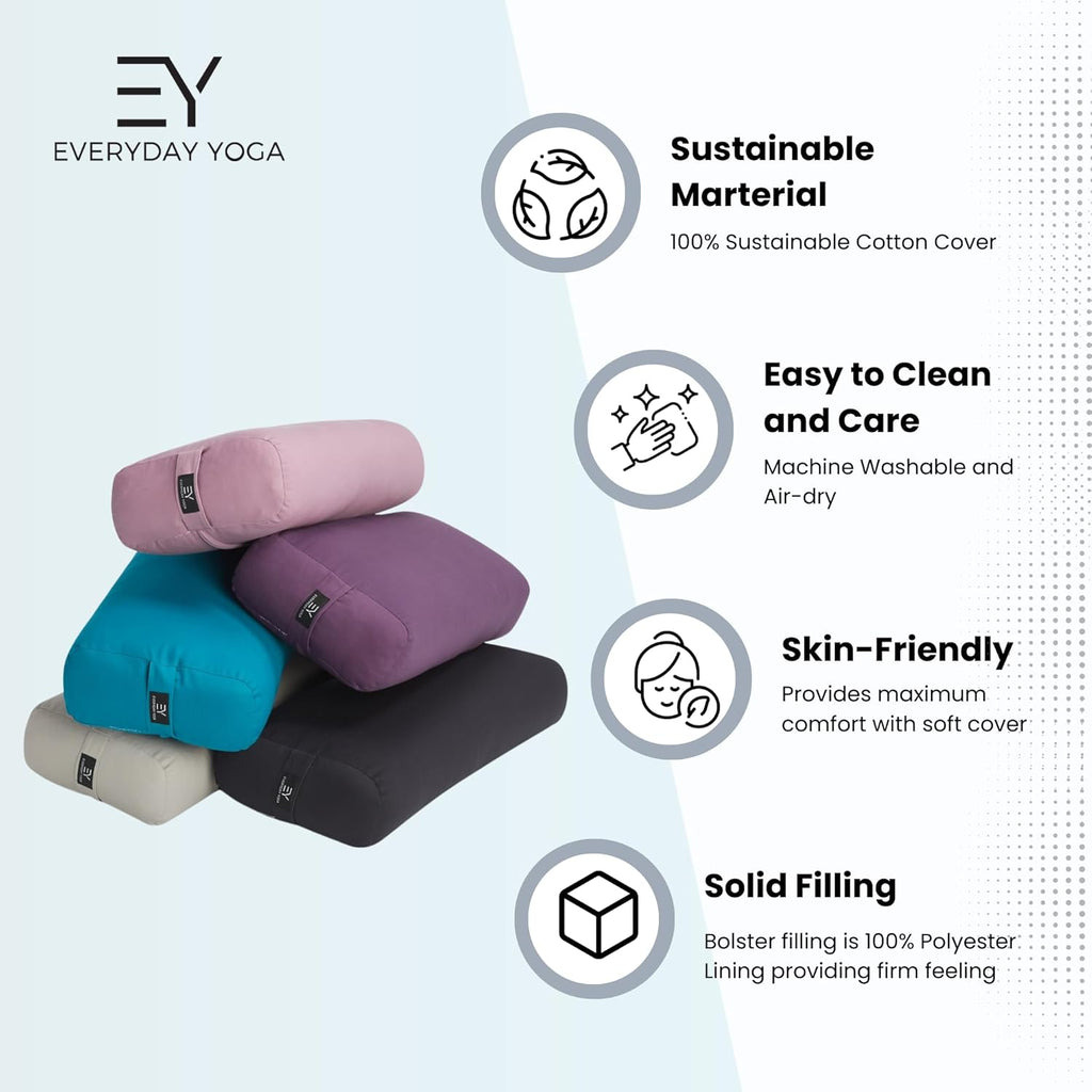 Plum Rectangular Yoga Bolster and Yoga Strap Set T239505