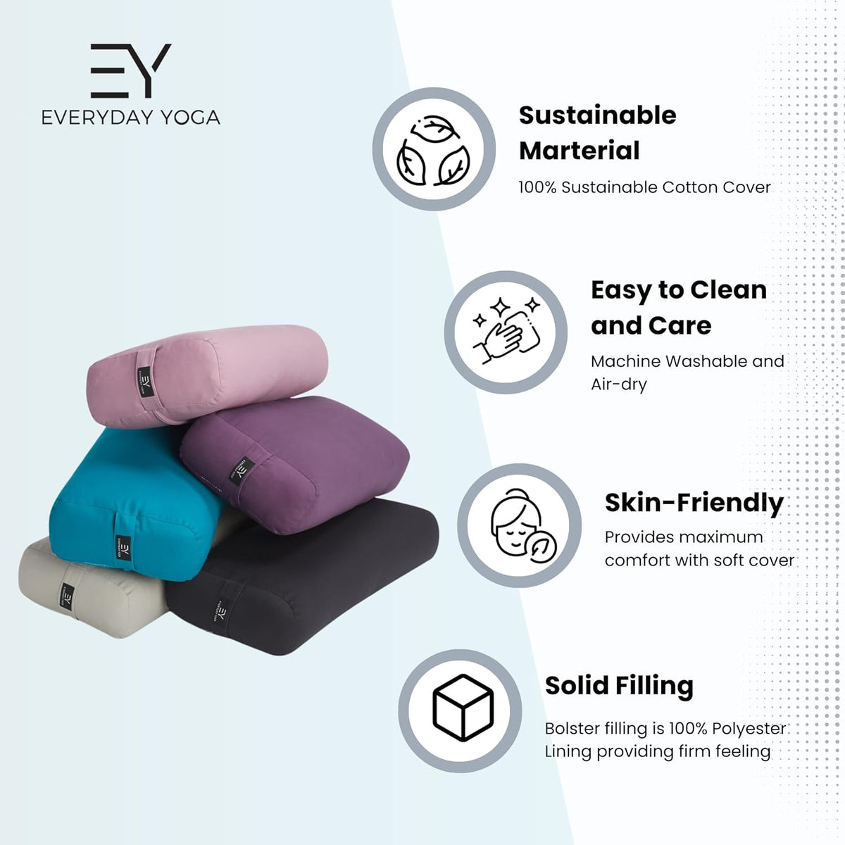 Plum Rectangular Yoga Bolster and Yoga Strap Set T239505