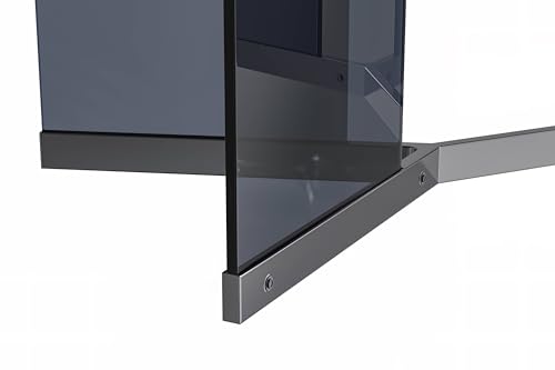 Medium Grey 71 Inch Rectangular Table with Glass Top and Stainless Steel Base V94920