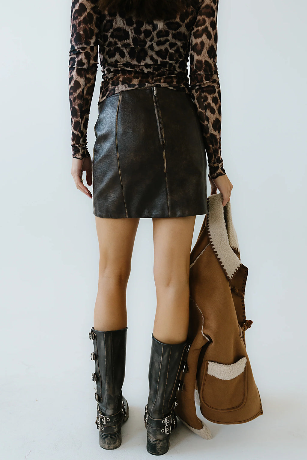 Vegan Leather Mini Skirt L483