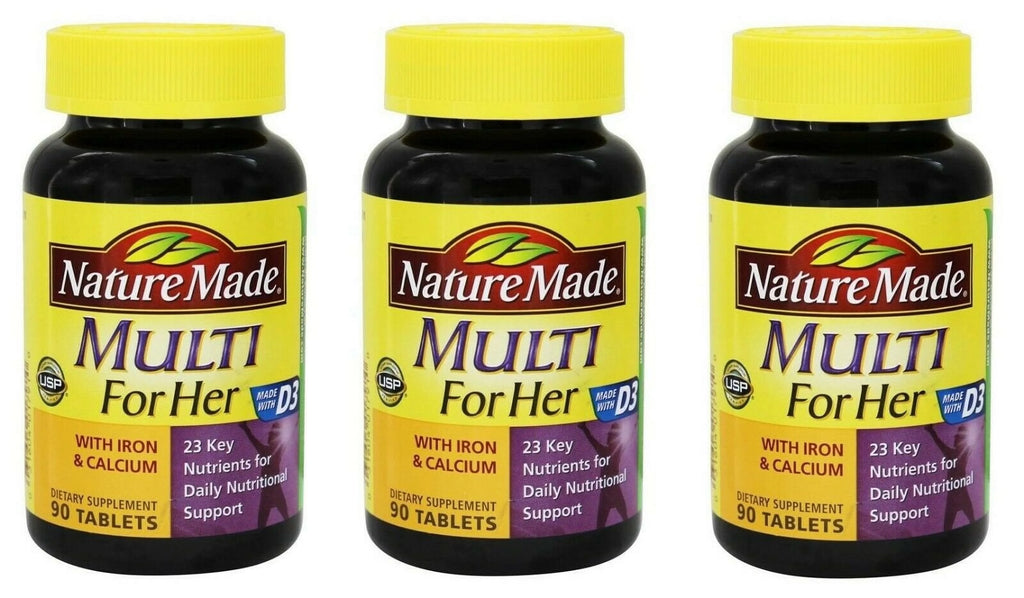 90ct 3-Pack Dietary Supplement Tablets with Iron & Calcium D3 T45338