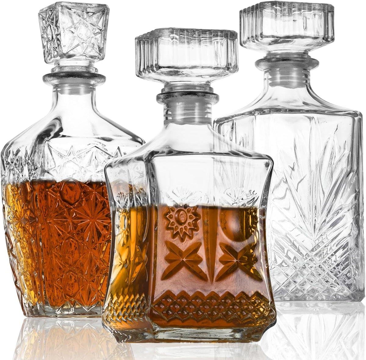Glass Whiskey Decanter Set of 3 (28oz*2, 31oz*1) R976000