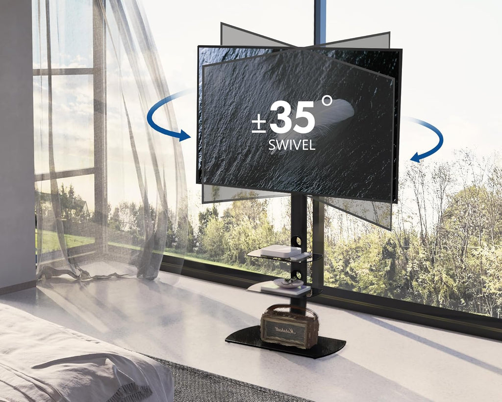Black Tempered Glass TV Stand H67978