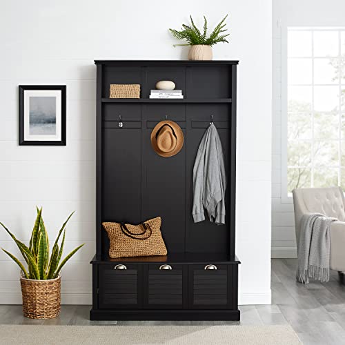 White Hall Tree with Storage Drawer J915