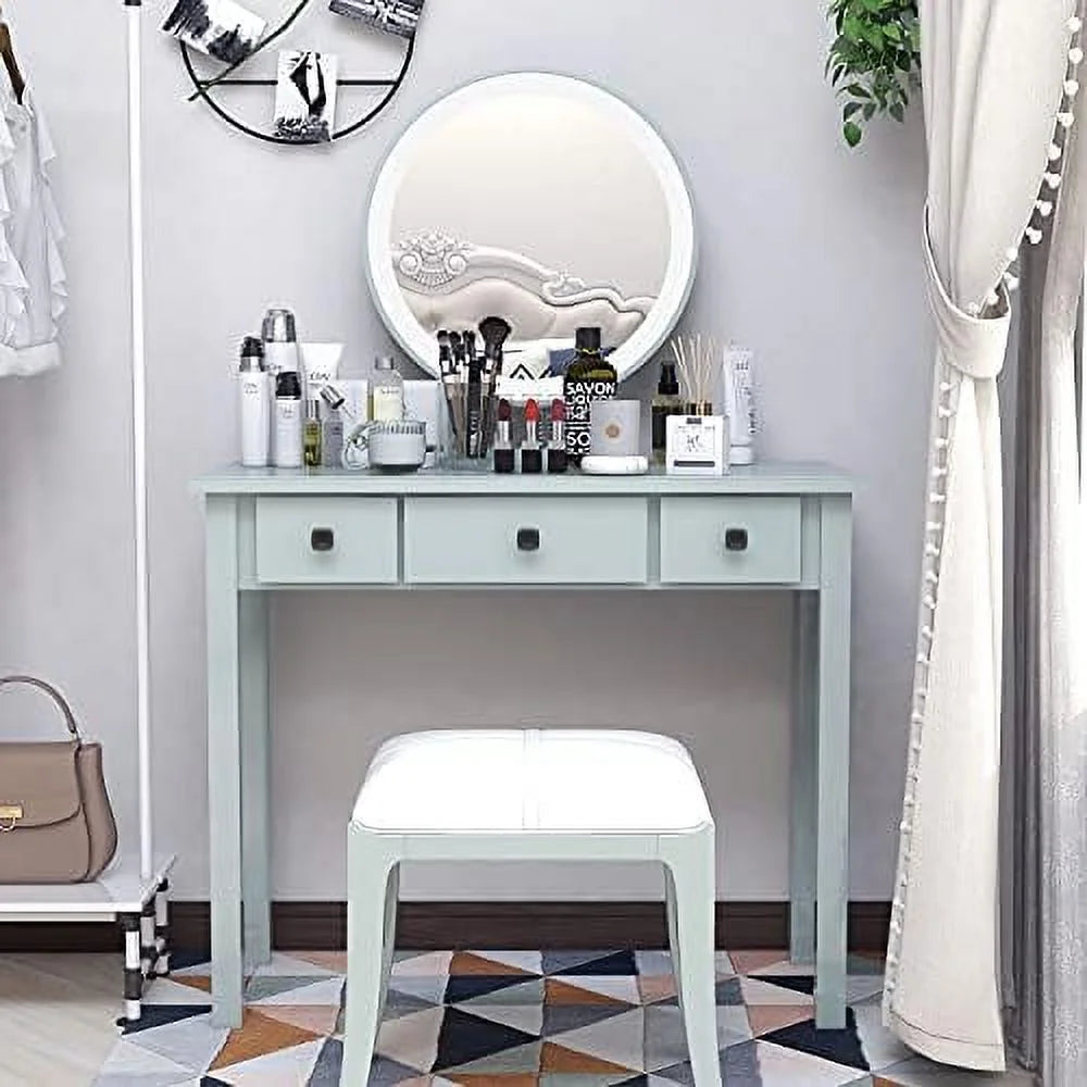 Light Green Small Writing Desk with Drawers J629
