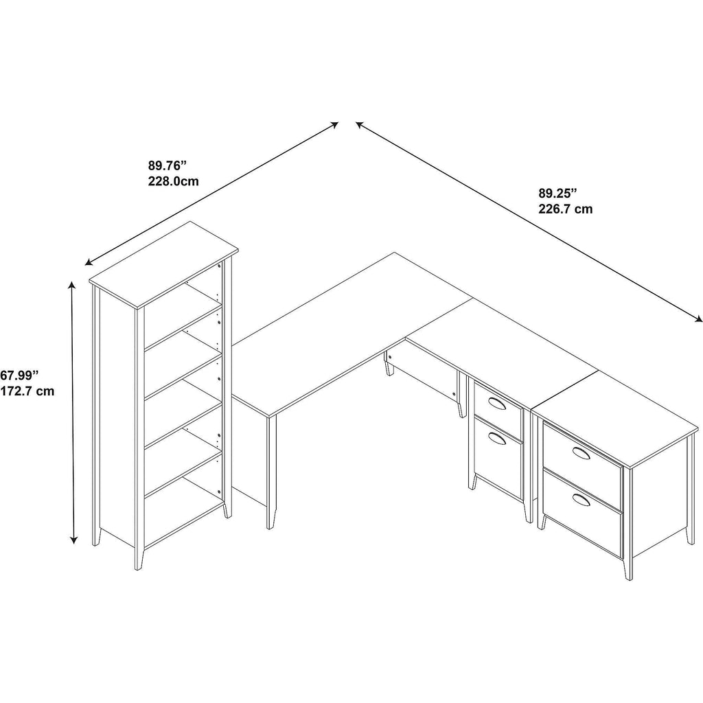 60W L Desk with Bookcase and Lateral File O878740