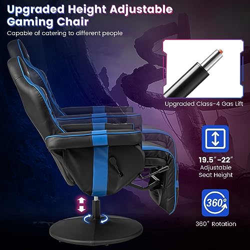 Massage Gaming Chair with Adjustable Backrest and Footrest, Ergonomic High Back PU Leather Swivel Game Chair O141