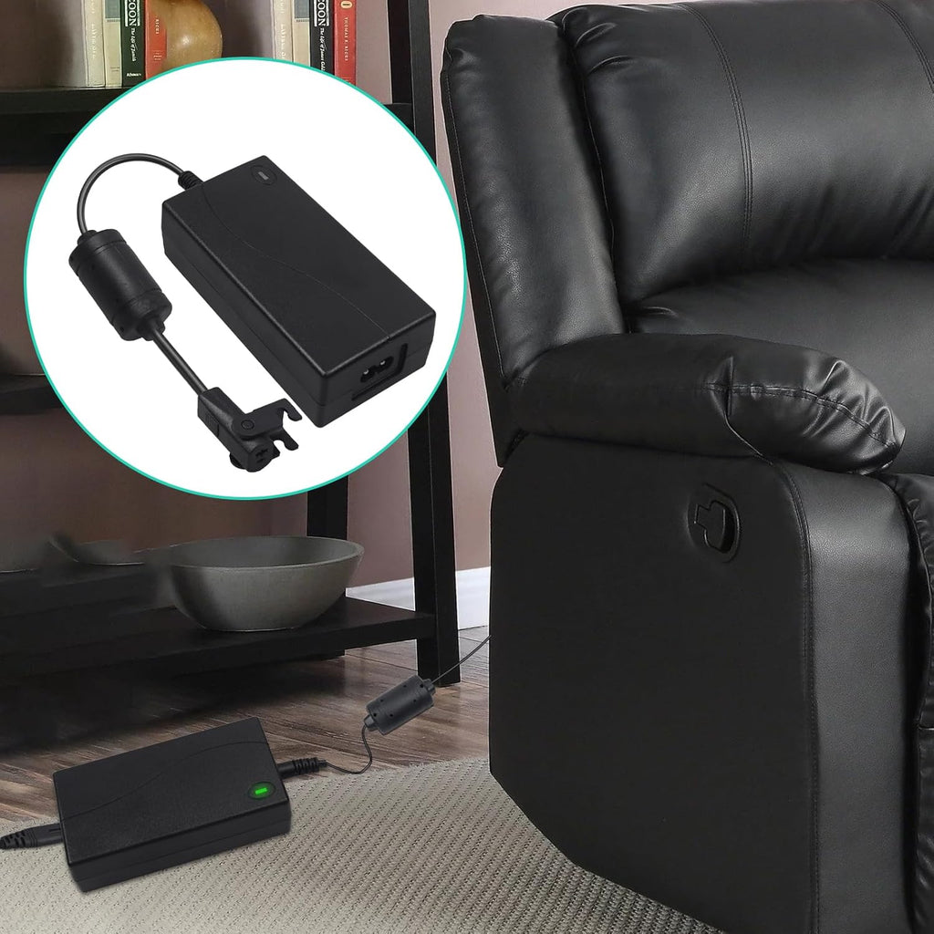 2-Pin 29V2A Power Adapter with Extension Cord for Recliner, Black O832