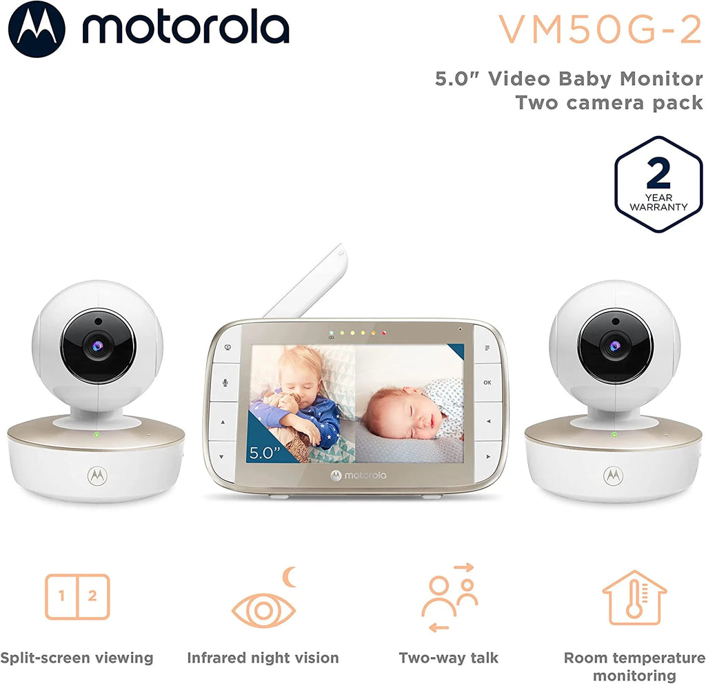 Video Baby Monitor with 5" Color Screen and 2 Remote Cameras K1755