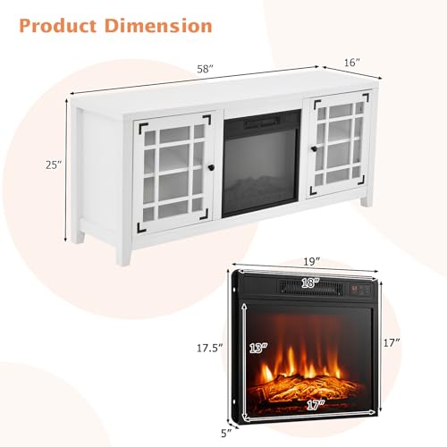 White 58" Wooden Electric Fireplace TV Stand H925166