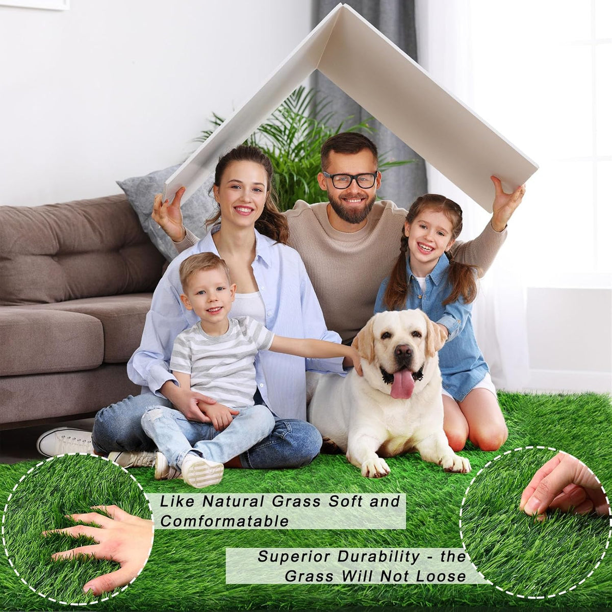 2 Pcs Artificial Grass, 52" x 26" x 1.57" Dog Pee Pads, Large Dog Potty Training Rug with Drainage Holes N3864