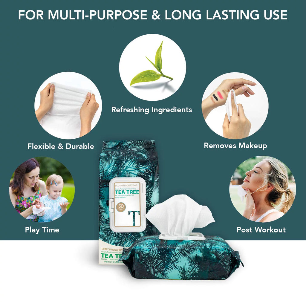 4 Pack (200 Count) Eye Makeup Remover Wipes with Tea Tree H284116