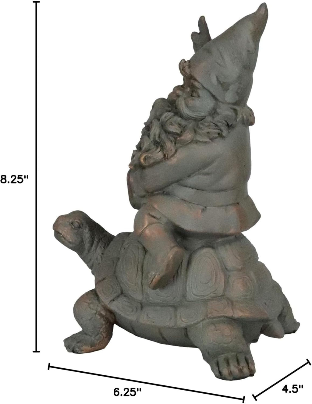 Mr Gnome Sitting On Wild Rodeo Giant Tortoise Figurine D366