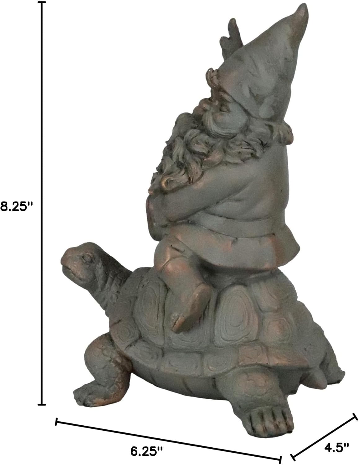 Mr Gnome Sitting On Wild Rodeo Giant Tortoise Figurine D366