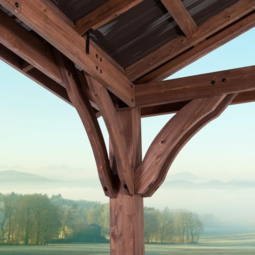 16 ft. x 12 ft. Cedar Wood Gazebo with Thermal Insulated Steel Roof T3930