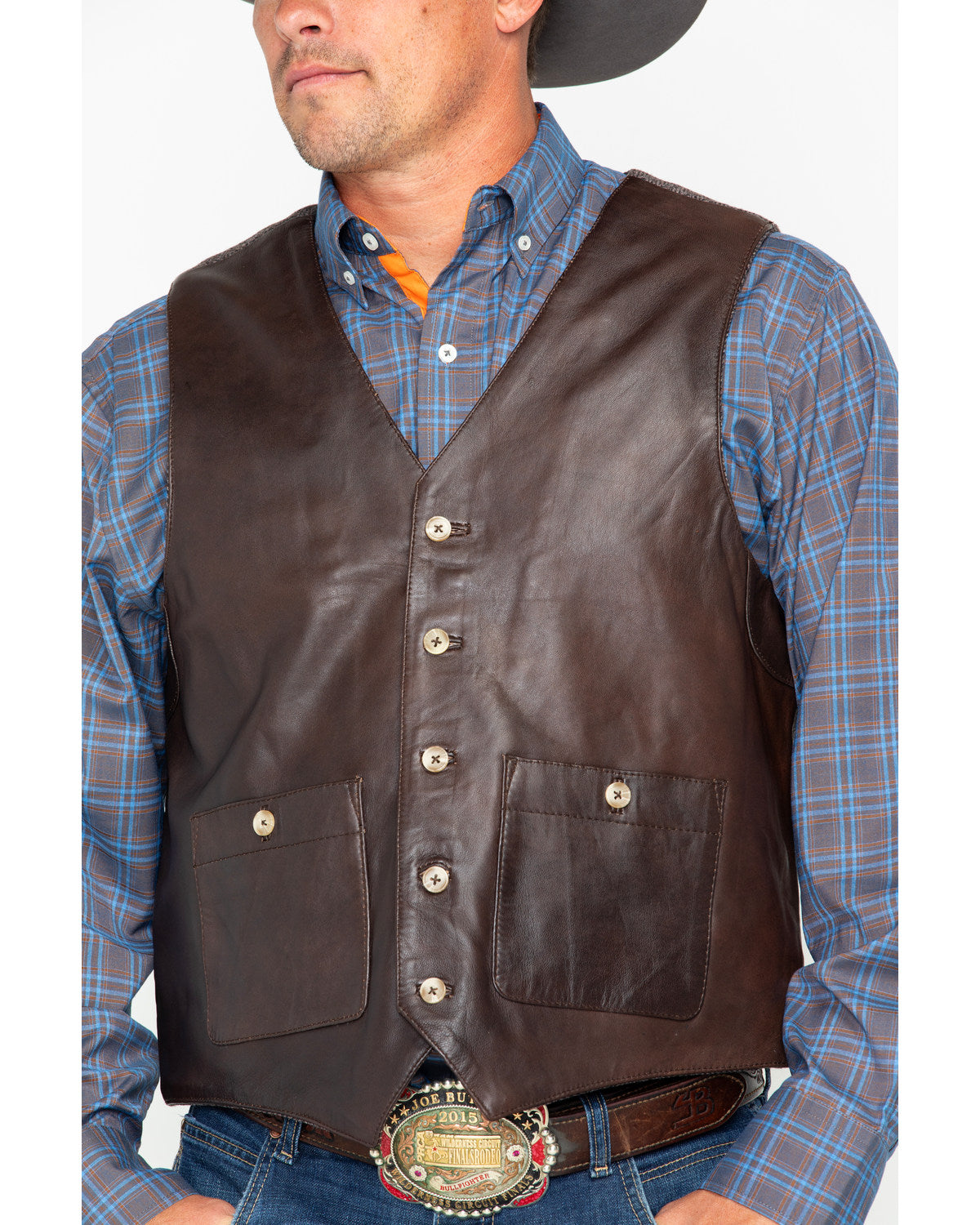 Brown Large Button Pocket Vest F58413