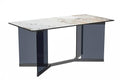Medium Grey 71 Inch Rectangular Table with Glass Top and Stainless Steel Base V94920