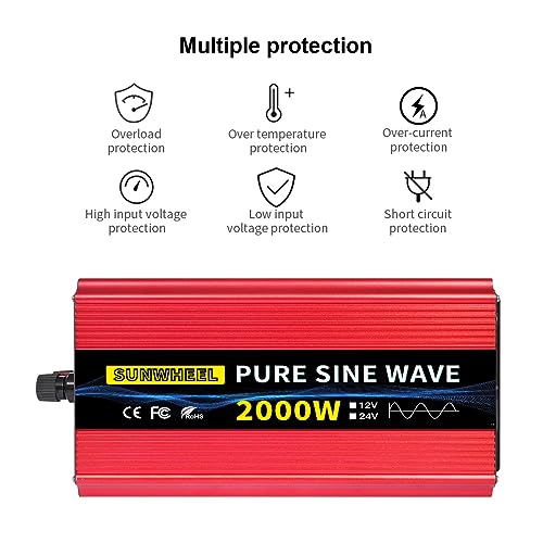 1000 Watt Pure Sine Wave Power Inverter DC 12V to AC 110V 120V with 2 AC Outlets LCD Display K96071