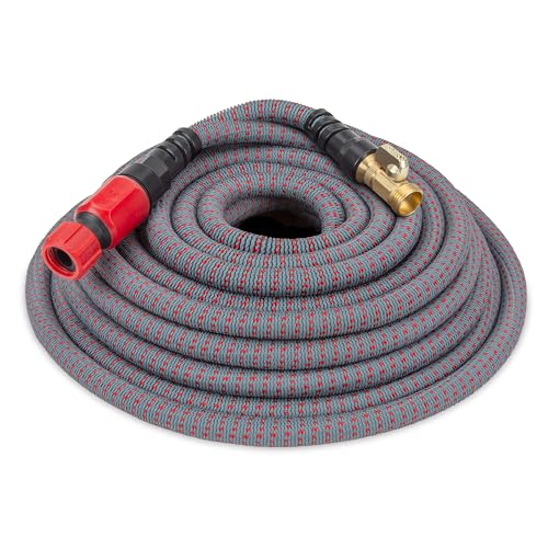 5/8" 25 ft Expandable Garden Hose with Reinforced Latex Core and Solid Brass Fittings L591247