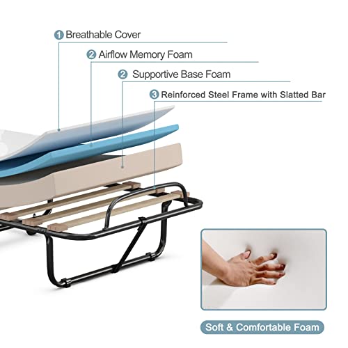 Blue Folding Bed with 3" Mattress N2291