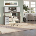 Silver Maple White Engineered Wood Computer Desk with Hutch B1156