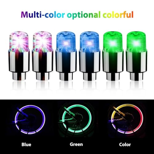 6 Pcs LED Car Wheel Valve Dust Cap Lights J732750