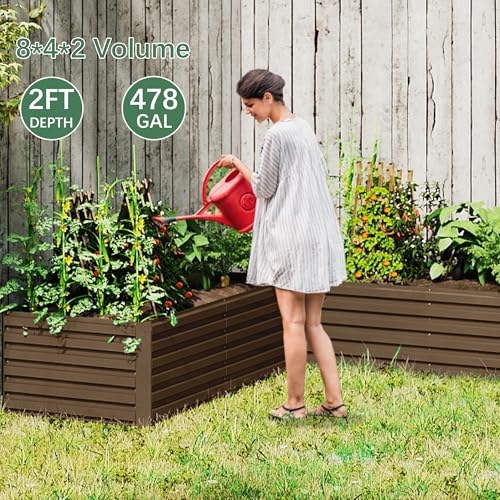2pcs 8x4x2ft Galvanized Raised Garden Bed G77949