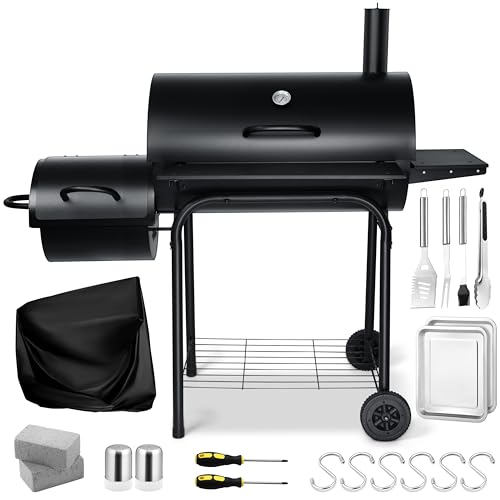 13 Pcs Charcoal Grill with Offset Smoker C845