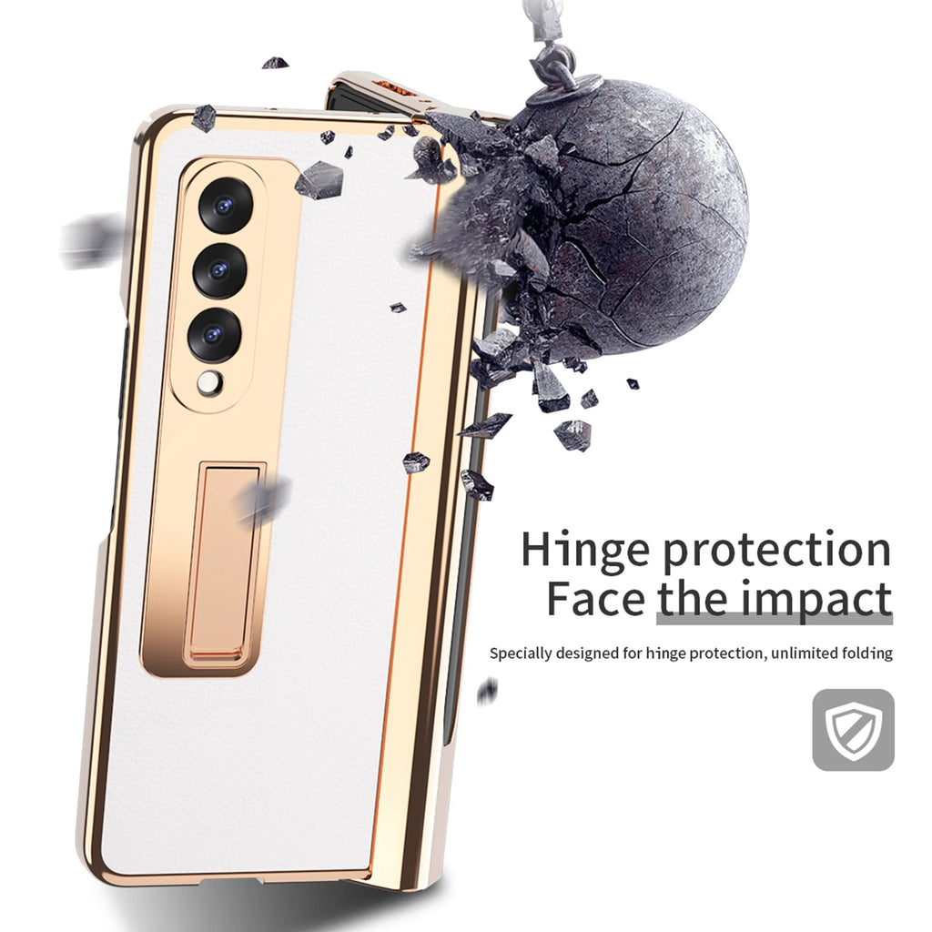 White PC + PU Leather Phone Case for Samsung Z Fold 3 5G M214681