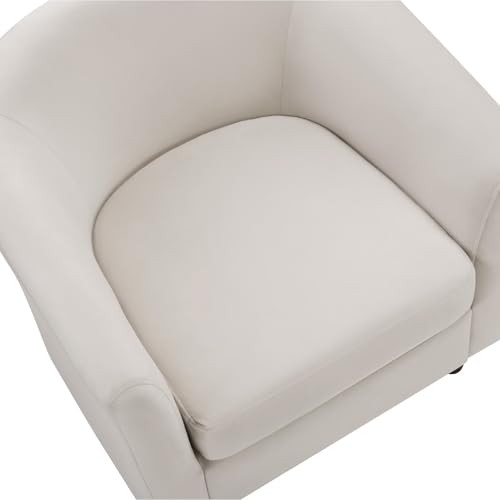 White Velvet Accent Barrel Chair with Ottoman M731