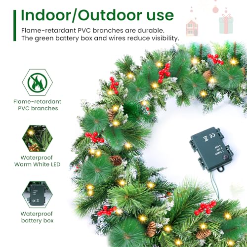 50 LEDs 9FT Prelit Garland P42229