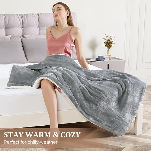 Blue Soft Flannel Electric Throw Blanket 50" x 60" with 5 Heating Levels & 4 Hours Auto Off M13705