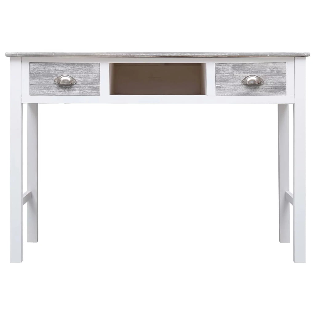 Gray Wood Writing Desk with 2 Drawers 43.3in x 17.7in x 29.9in B2667
