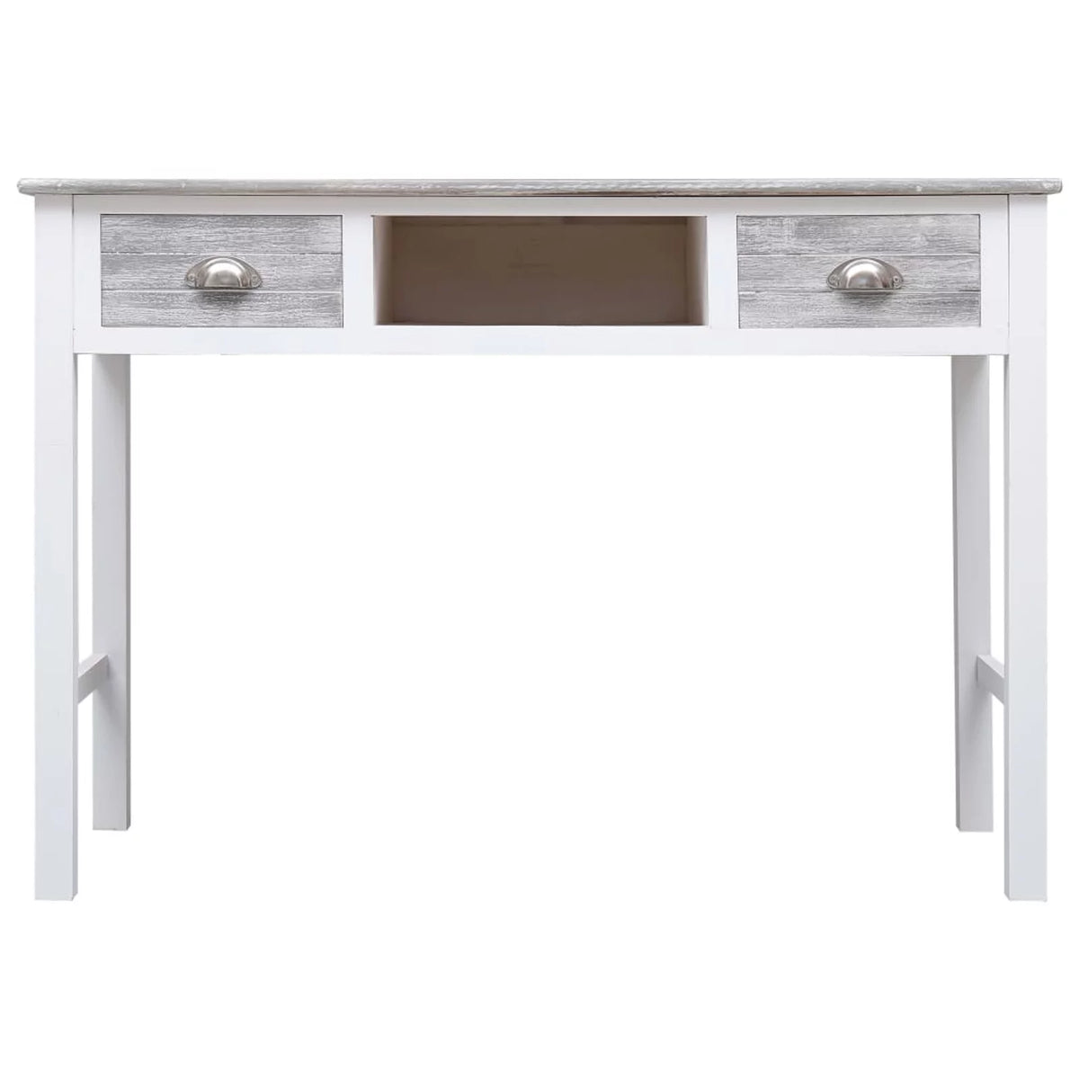Gray Wood Writing Desk with 2 Drawers 43.3in x 17.7in x 29.9in B2667