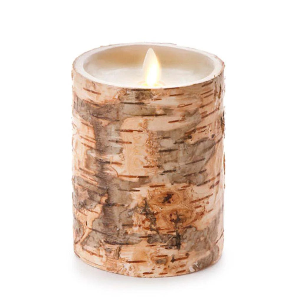 Brown 4-Inch Real-Flame Effect Pillar Candle W218