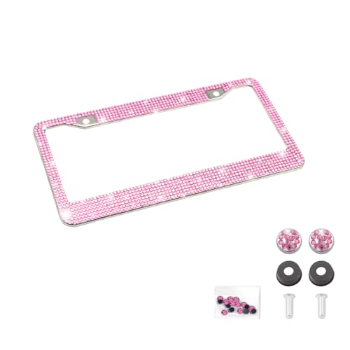 2 Hole Stainless Steel Crystal Diamond License Plate Frame A451898