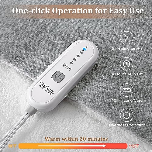 Blue Soft Flannel Electric Throw Blanket 50" x 60" with 5 Heating Levels & 4 Hours Auto Off M13705