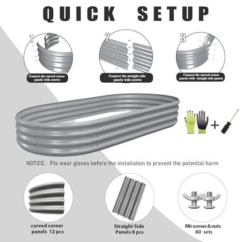 Gray Galvanized Raised Garden Bed Kit J552443