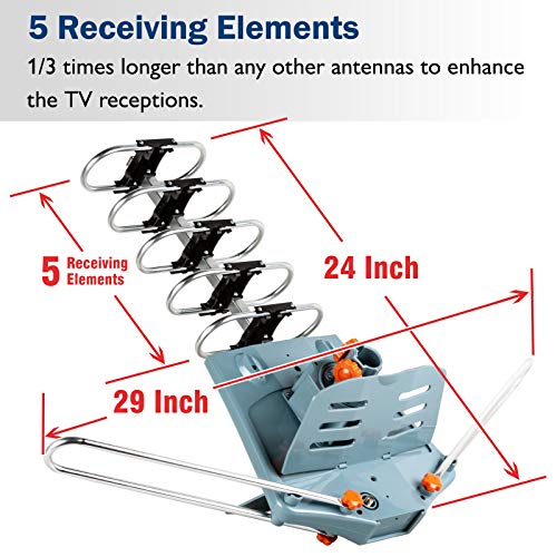 HDTV Antenna Amplified Digital Outdoor Antenna 150 Miles Range with 40FT RG6 Coax Cable C89973