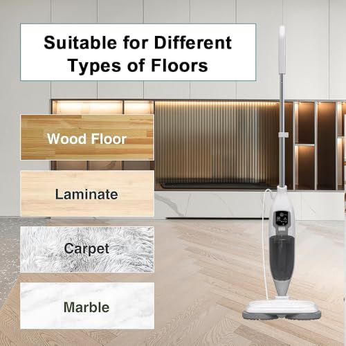 Steam Mop with 13 Accessories, 2 Washable Mop Pads, 550ml Capacity, 30 Second Heat-Up E891048