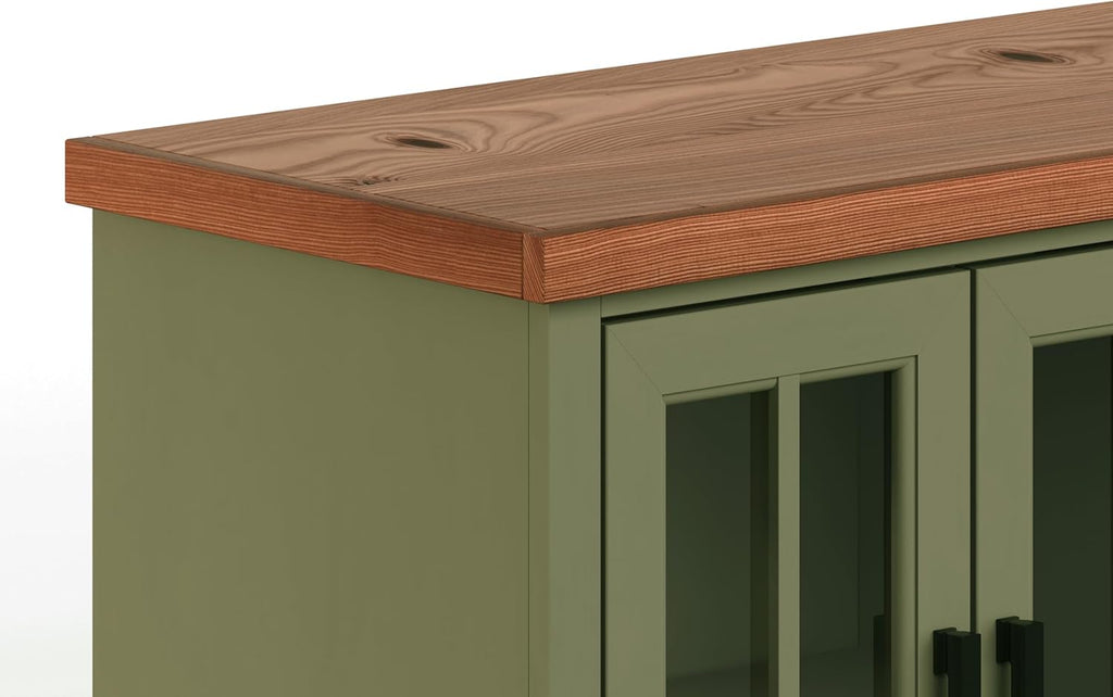 Sage Green Fruitwood Fireplace TV Stand Console W73820