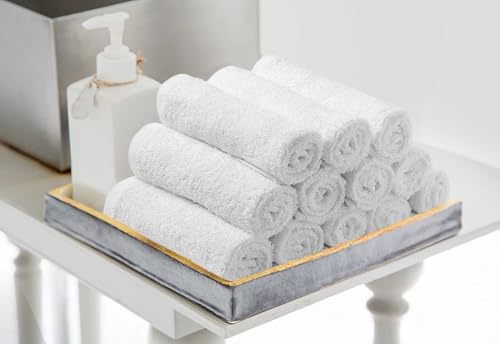 24 Pcs 100% Cotton White Hand Towels 16x27 Inches Y939719