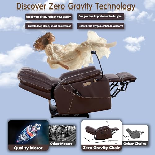 Reddish Brown Electric Recliner with Heat and Massage R4921