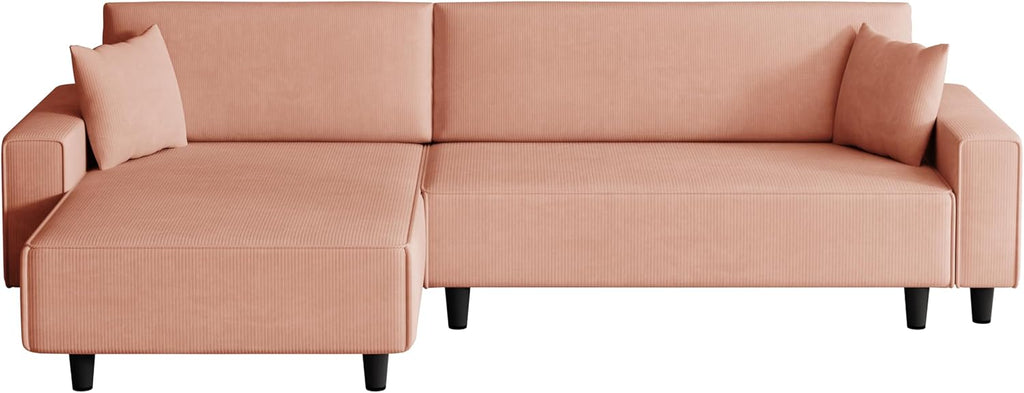 Orange Corduroy Sofa Bed with 2 Pillows M662