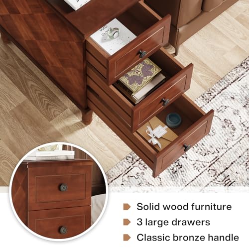 Brown 3 Drawer Narrow End Table U384