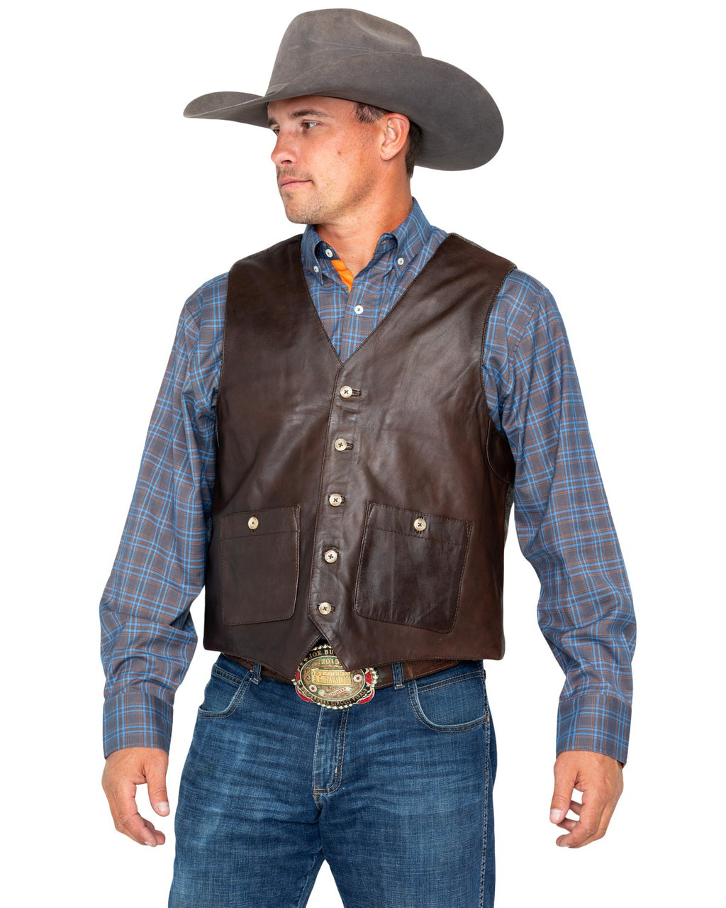 Brown Large Button Pocket Vest F58413